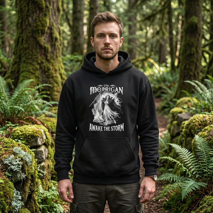 The Morrigan Awake the Storm Hoodie | Celtic Mythology Gothic Art