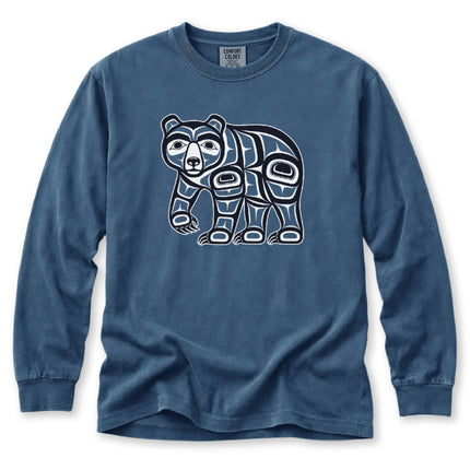 Formline Bear Long Sleeve T-Shirt | Red and White Wildlife Graphic Tee