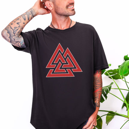 Valknut Viking Graphic T-Shirt | Norse Asgard Triangle Symbol Tee