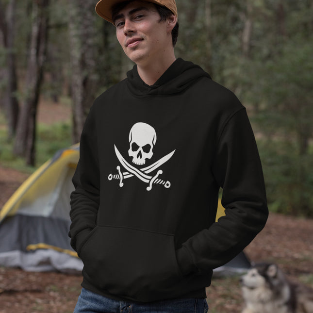 Jolly Roger Skull Sabers Hoodie | Take What Ye Can Pirate Quote Pullover