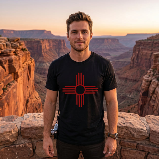 Native American Red Zia Sun Symbol T-Shirt | New Mexico Southwest Graphic Tee