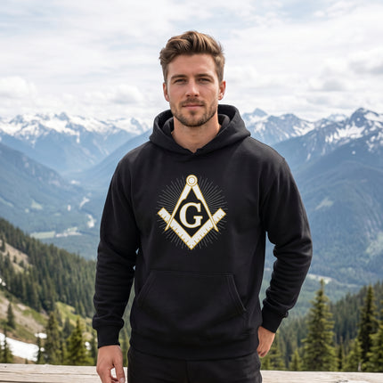 Masonic Square and Compass Hoodie - Freemasonry Art Pullover Fleece