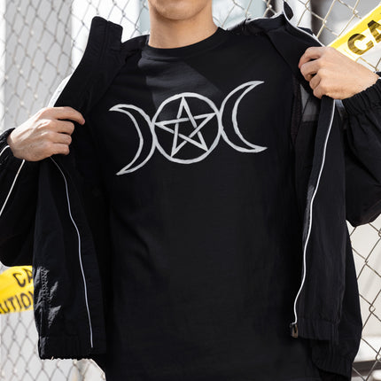 Triple Moon Pentagram T-Shirt | Wiccan Goddess Witchy Tee