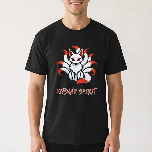 Kitsune Spirit Nine-Tailed Fox T-Shirt | Japanese Mythology Graphic Tee | V1