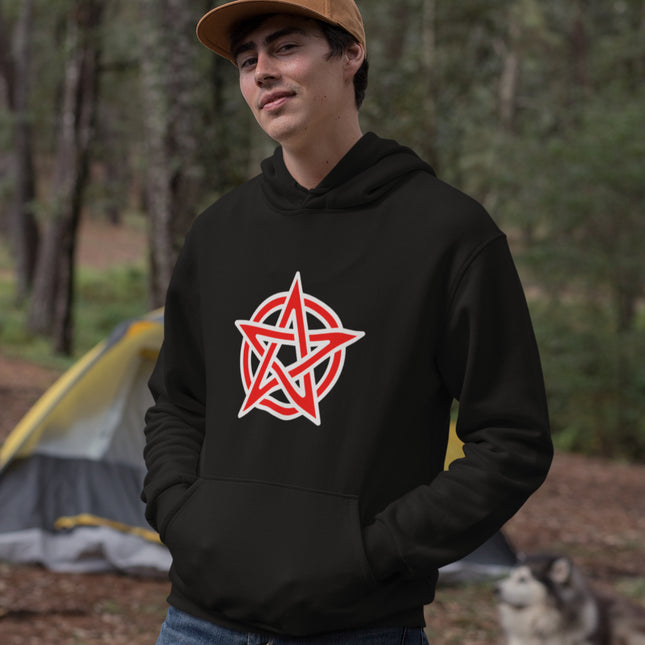 Pentagram Red Graphic Hoodie | Mystical Pentacle Unisex Pullover Fleece