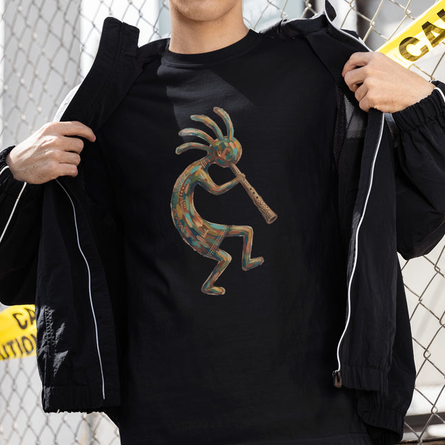Kokopelli Mosaic Art T-Shirt | Native American Flute Player Southwestern