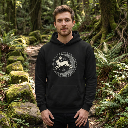 Celtic Hare Moon Hoodie - Pagan Mythology Geometric Mandala Design