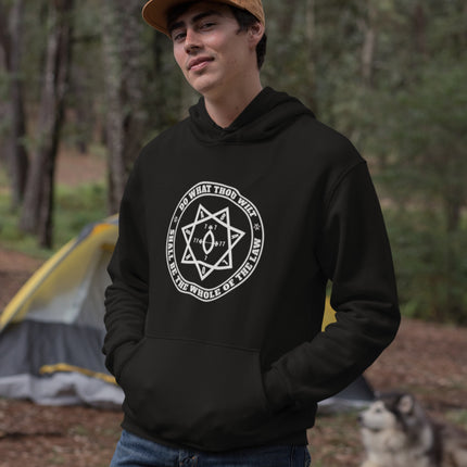Star of Babalon Do What Thou Wilt Hoodie | Crowley Text & Graphic Pullover