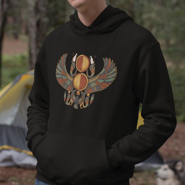 Winged Sun Disk Hoodie | Ancient Egyptian Mythology Symbol Unisex Pullover Hoodie