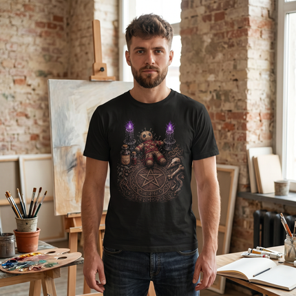 Dark Magic Ritual Table Graphic Tee - Occult Pentagram T-Shirt
