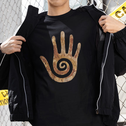 Hopi Healing Hand T-Shirt | Native American Stone Spiral Symbol