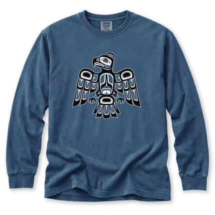 Formline Raven Long Sleeve T-Shirt | Red and White Bird Design Tee