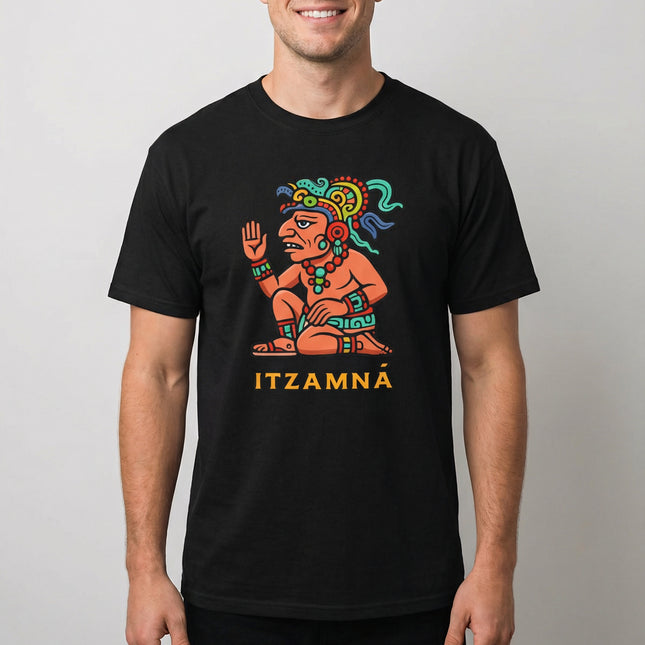 Itzamná Mayan God T-Shirt | Colorful Ancient Mythology Graphic Unisex Tee | V1