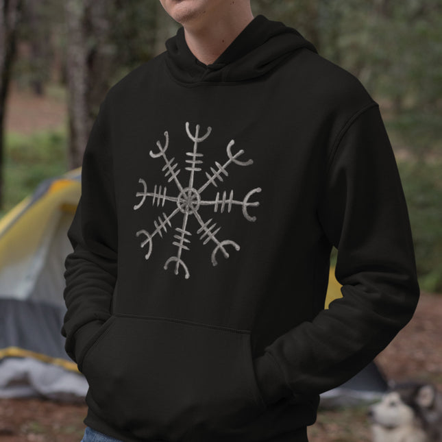 Aegishjalmur Helm of Awe Hoodie | Viking Norse Protection Unisex Pullover Hoodie