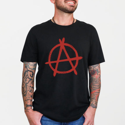 Red Anarchy Symbol T-Shirt | Grunge Punk Spray Paint Graffiti Graphic Tee
