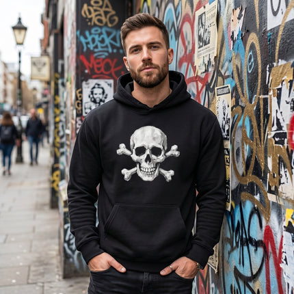 Gothic Skull and Crossbones Hoodie | Primordial Designs Skeletal Art