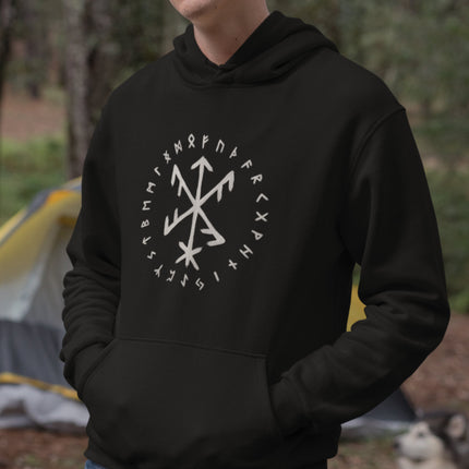 Success Bind Rune hoodie featuring Elder Futhark Norse Viking symbols and pagan designs.