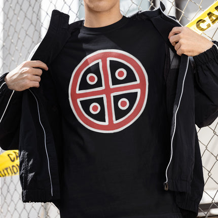 Red & White Solar Cross T-Shirt | Ancient Sun Symbol Graphic Tee