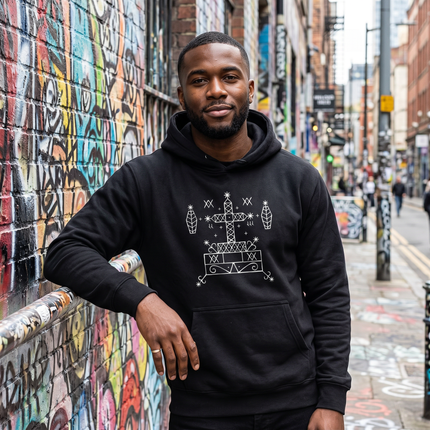 Baron Samedi Veve Hoodie | Voodoo Mystic Cross Art Pullover
