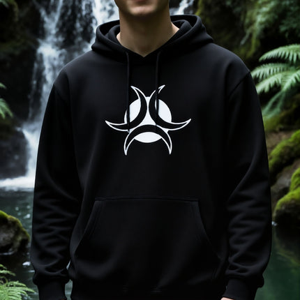 Celtic Triple Moon Hoodie - Gothic Witchy Pagan Graphic Pullover V3