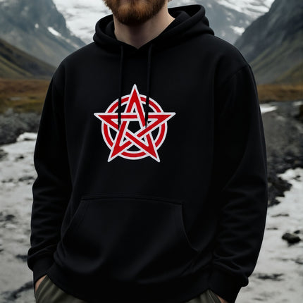 Pentagram Red Graphic Hoodie | Mystical Pentacle Unisex Pullover V2