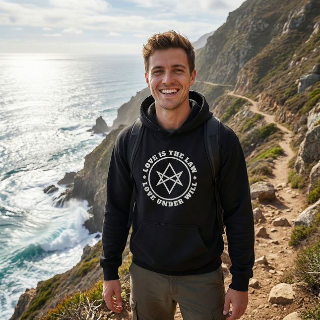 Thelema Unicursal Hexagram Hoodie | Love Is The Law Crowley Unisex Pullover V5