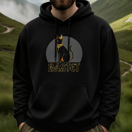 Bastet Cat Hoodie | Ancient Egyptian Graphic & Text Unisex Pullover V3