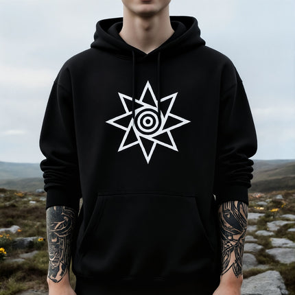 Native American Sun Symbol Hoodie | Octagram Solar Spiral Unisex Pullover V1