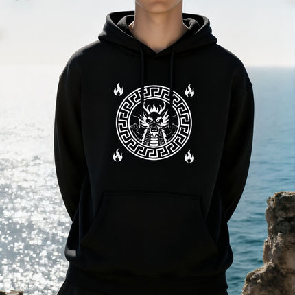 Dragon Graphic Hoodie | Fierce Chinese Serpent Unisex Pullover V5