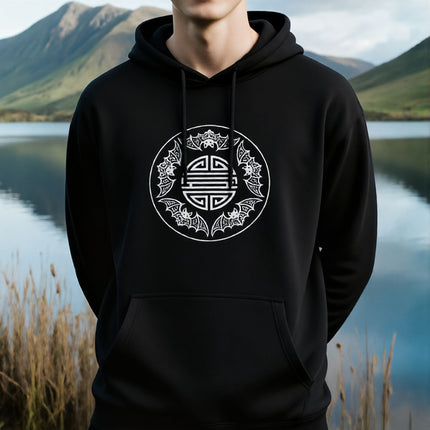 Chinese Good Fortune Shou Hoodie | Unisex Five Blessings Bat Pullover V1