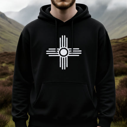 Zia Sun Symbol Native American Hoodie | Unisex Graphic Pullover V2