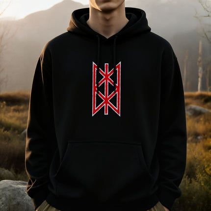 Norse Web of Wyrd Hoodie |  Red Graphic Viking Unisex Pullover V3