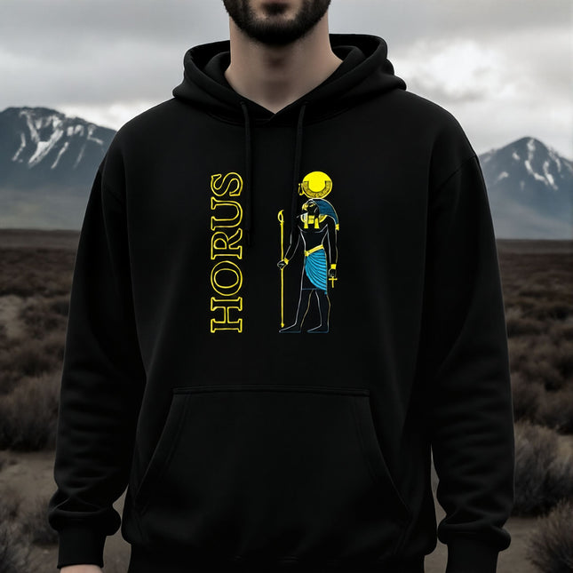 Horus Hoodie | Egyptian God with Ankh & Staff Unisex Pullover V1