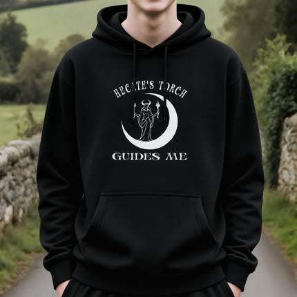 Hecate's Torch Guides Me Hoodie | Witchy Goddess Crescent Moon Pullover V1