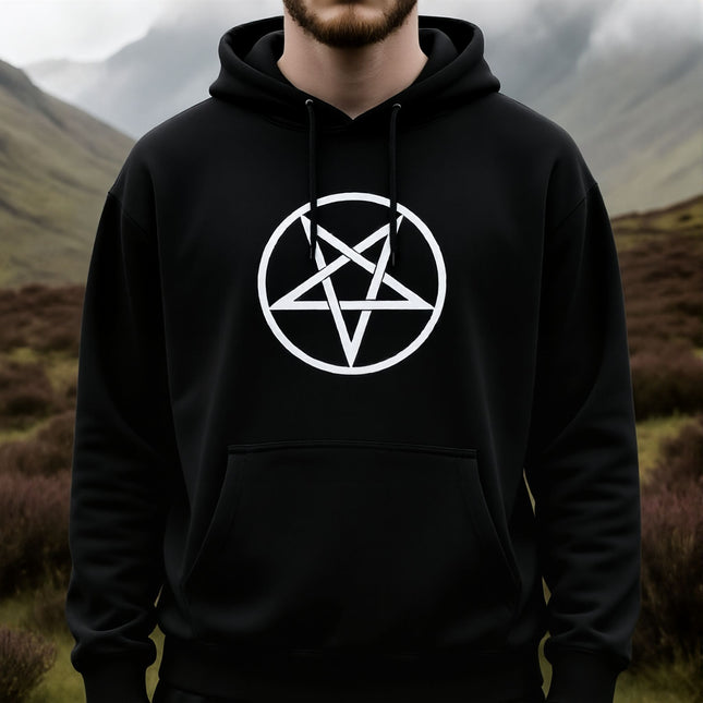 Inverted Pentagram Graphic Hoodie | Upside Down Pentacle Pullover V4