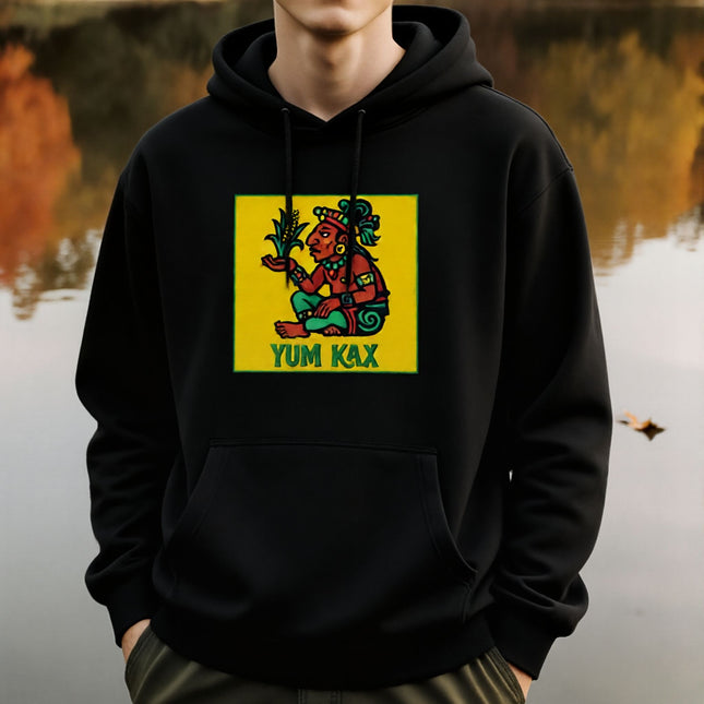 YUM KAX Mayan Corn God Hoodie | Mesoamerican Art Unisex Pullover V1
