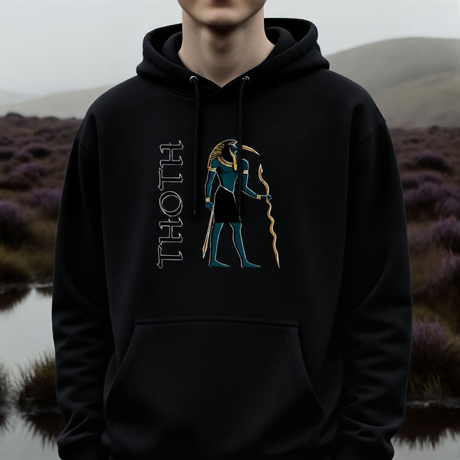 Thoth Graphic & Text Hoodie | Ancient Egyptian God Unisex Pullover | V3