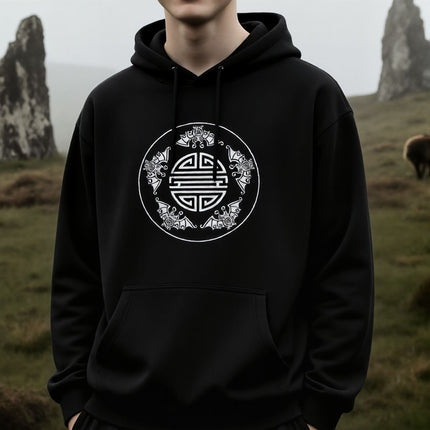 Chinese Five Blessings Shou Symbol Hoodie | Unisex Lucky Bats Pullover V2