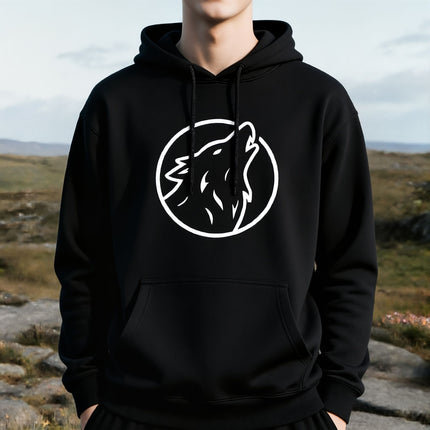 Howling Wolf Circle Graphic Hoodie | Graphic Unisex Pullover V1