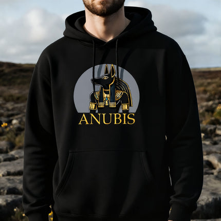 Anubis Graphic and Text Hoodie | Ancient Egyptian God Unisex Pullover V2