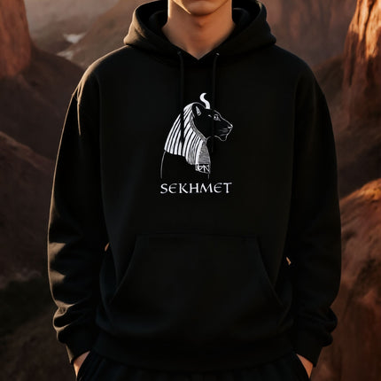 Sekhmet Egyptian Lion Goddess Hoodie |  Graphic and Text Unisex Pullover V1