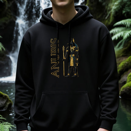 Anubis Egyptian God Hoodie | Ancient Egypt Text & Graphic Unisex Pullover V4