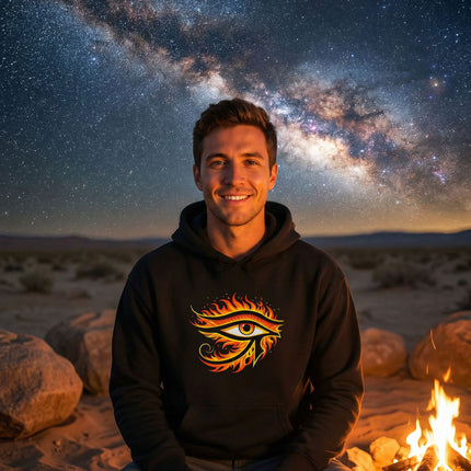 Eye of Ra Fiery Hoodie | Ancient Egyptian Sun God Symbol Unisex Pullover V3
