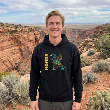 Horus Falcon Graphic Hoodie | Ancient Egyptian Mythology Unisex Pullover V3