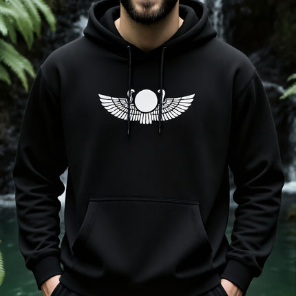 Egyptian Winged Sun Disk Hoodie | Unisex Graphic Pullover V1