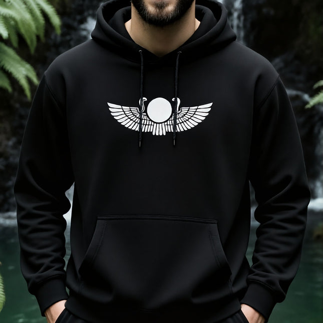 Egyptian Winged Sun Disk Hoodie | Unisex Graphic Pullover V1