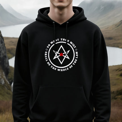 Unicursal Hexagram Hoodie |  Do What Thou Wilt Text Unisex Pullover V6