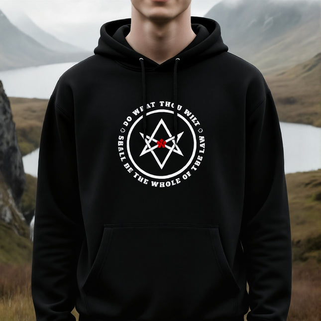 Unicursal Hexagram Hoodie |  Do What Thou Wilt Text Unisex Pullover V6