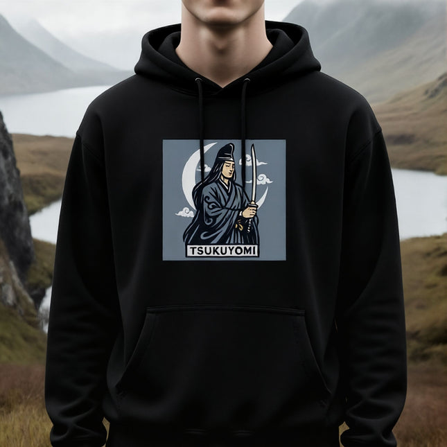 Tsukuyomi Japanese Moon God Hoodie | Katana Samurai Mythology Pullover V1