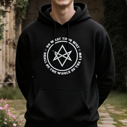 Thelema Unicursal Hexagram Hoodie | Do What Thou Wilt Crowley Unisex Pullover